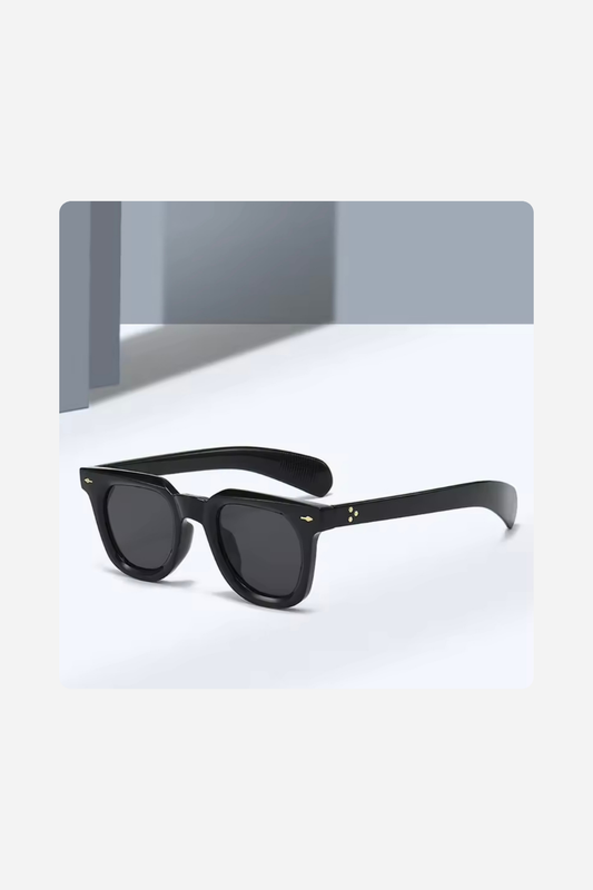 Timeless Black Frame Sunglasses with Gold Arrow Detail